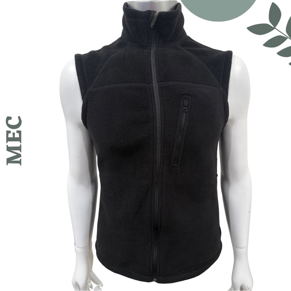 🛍️ MEC Men’s Black Fleece Full-Zip Vest – Size Small
